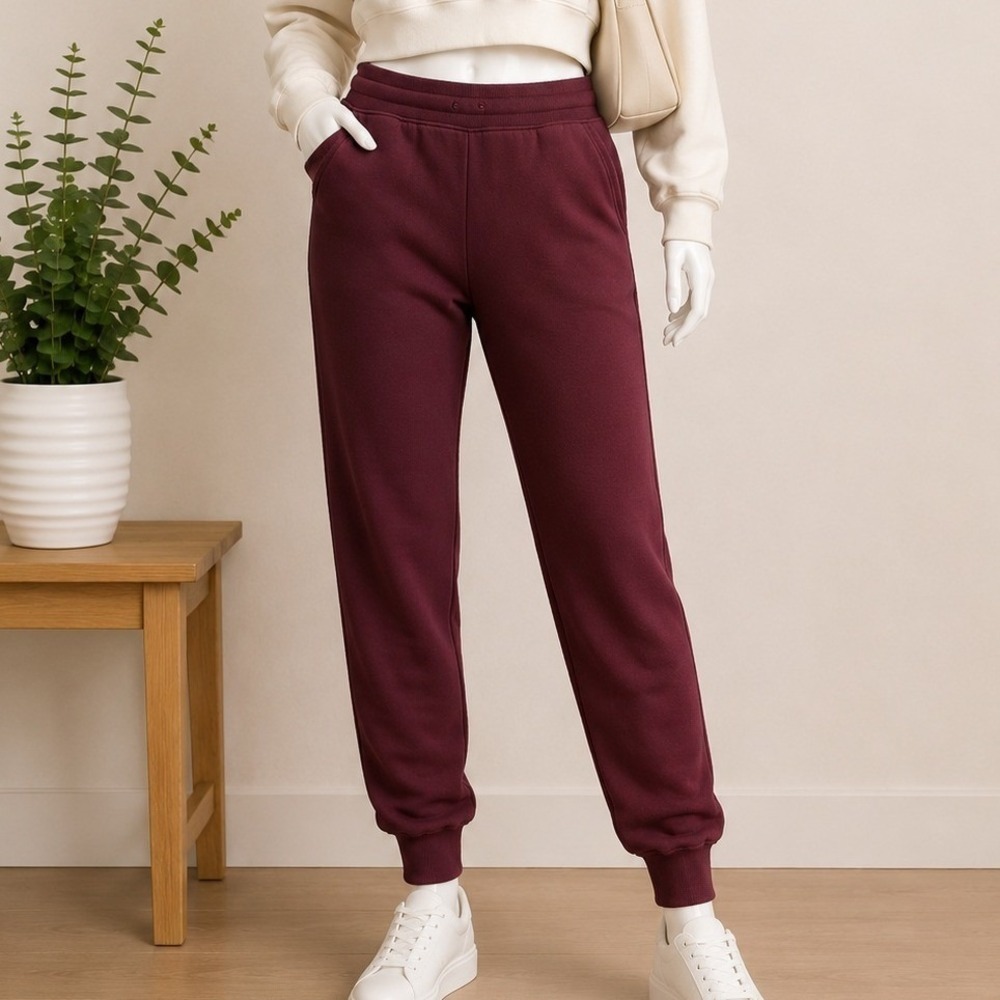 H&M Girls Joggers Burgundy Elastic Waist Cuffed Sweatpants Size 20